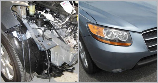 2009 Hyundai Santa Fe Before and After at Preston Auto Body in Preston MD