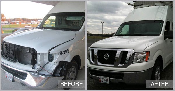 2014 Nissan NV Before and After at Preston Auto Body in Preston MD
