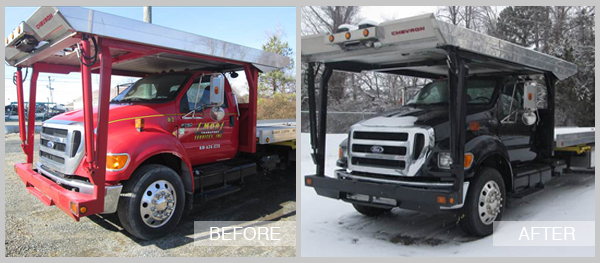 Cintas Delivery Truck Before and After at Preston Auto Body in Preston MD
